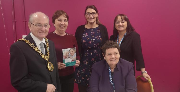 Care Home Information Day, speakers and staff with the mayor