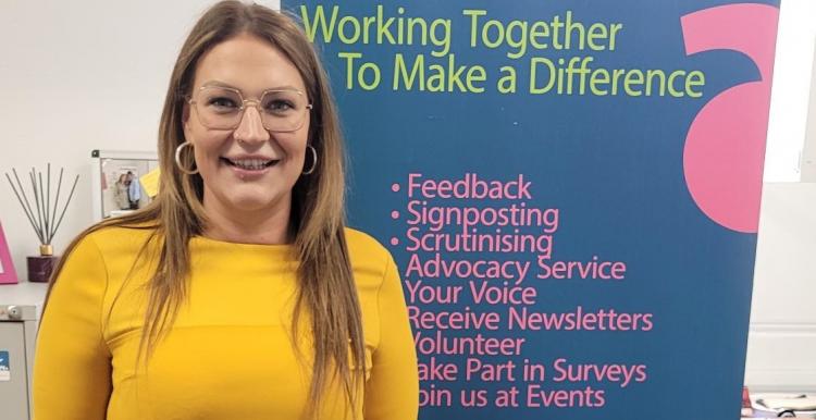 Kate Jones, Healthwatch Rochdale Chief Executive Officer, holding the FREDIE award