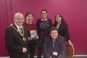 Care Home Information Day, speakers and staff with the mayor