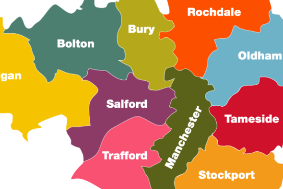 Map of the individual boroughs in Greater Manchester